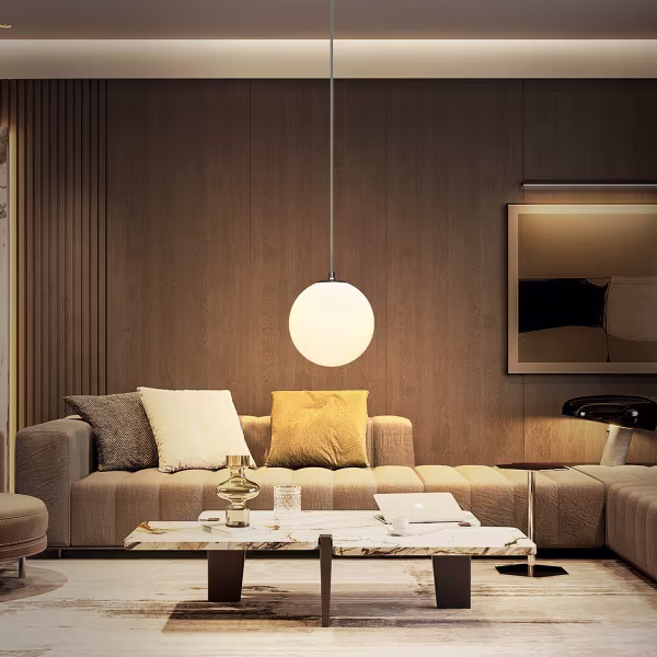 HLW LED White LED Pendant Lamp Aigi Pyra with Glass - Matte White - E27 Fitting - Round HLW LED White LED Pendant Lamp Aigi Pyra with Glass - Matte White - E27 Fitting - Round