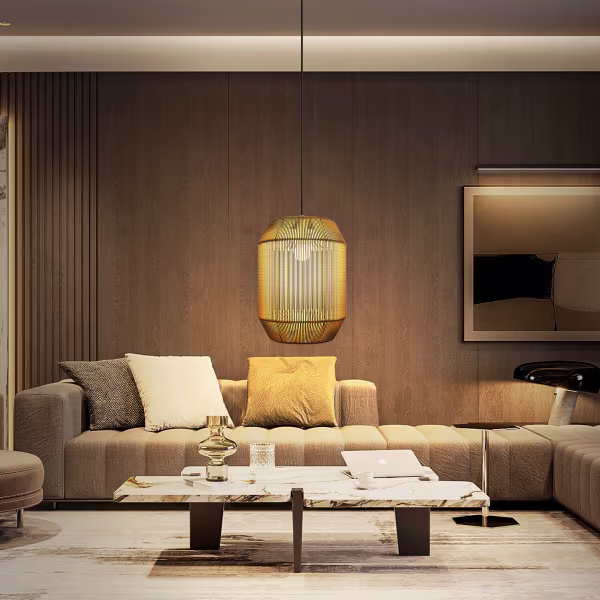 HLW LED LED Hanglamp Aigi Aly - Rond Mat Bruin Papier met E27 Fitting, 1 Lichtpunt HLW LED LED Hanglamp Aigi Aly - Rond Mat Bruin Papier met E27 Fitting, 1 Lichtpunt