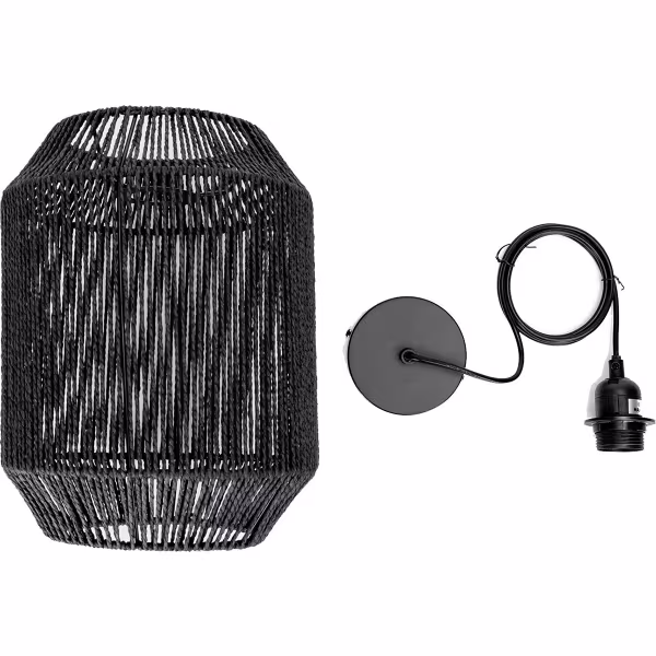 HLW LED LED Hanglamp Mat Zwart - Rond Papierarmatuur met E27 Fitting, 1 Lichtpunt HLW LED LED Hanglamp Mat Zwart - Rond Papierarmatuur met E27 Fitting, 1 Lichtpunt