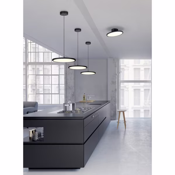 HLW LED Dimmable LED Pendant Lamp 29W - Matte Black & White, Warm White 3000K, Modern Design HLW LED Dimmable LED Pendant Lamp 29W - Matte Black & White, Warm White 3000K, Modern Design