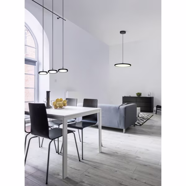 HLW LED Dimbare LED Hanglamp 30W - Zwarte & Witte LED Lamp met Warm Wit Licht HLW LED Dimbare LED Hanglamp 30W - Zwarte & Witte LED Lamp met Warm Wit Licht