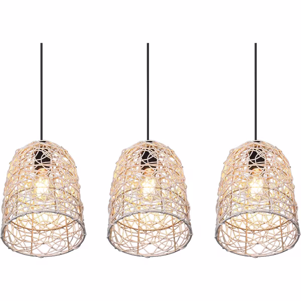 HLW LED LED Hanglamp Hout - 3-lichts LED Lamp Trion Lopar met E27 Fitting, Bruin HLW LED LED Hanglamp Hout - 3-lichts LED Lamp Trion Lopar met E27 Fitting, Bruin