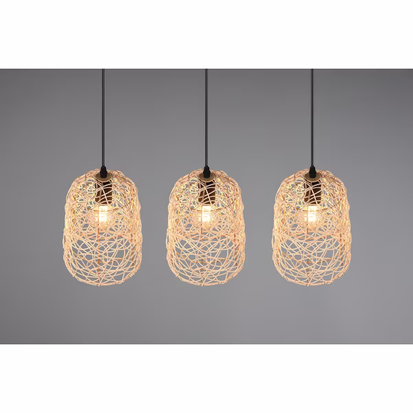 HLW LED LED Hanglamp Hout - 3-lichts LED Lamp Trion Lopar met E27 Fitting, Bruin HLW LED LED Hanglamp Hout - 3-lichts LED Lamp Trion Lopar met E27 Fitting, Bruin