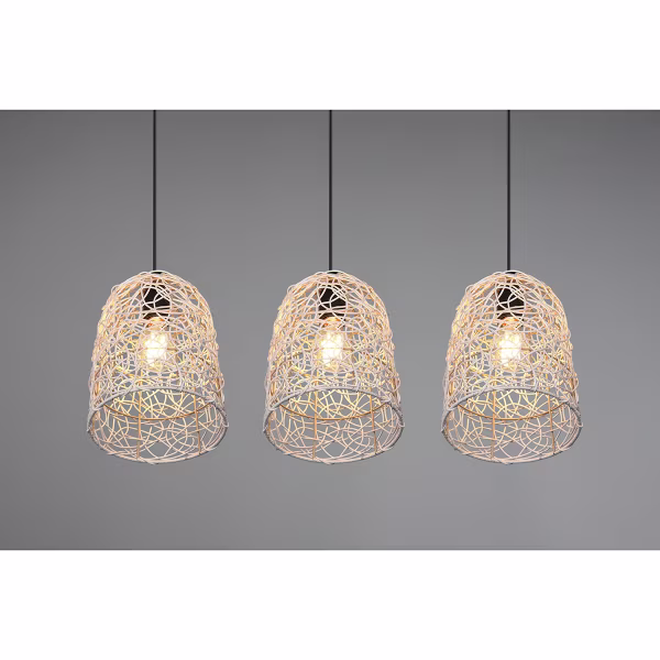 HLW LED LED Hanglamp Hout - 3-lichts LED Lamp Trion Lopar met E27 Fitting, Bruin HLW LED LED Hanglamp Hout - 3-lichts LED Lamp Trion Lopar met E27 Fitting, Bruin