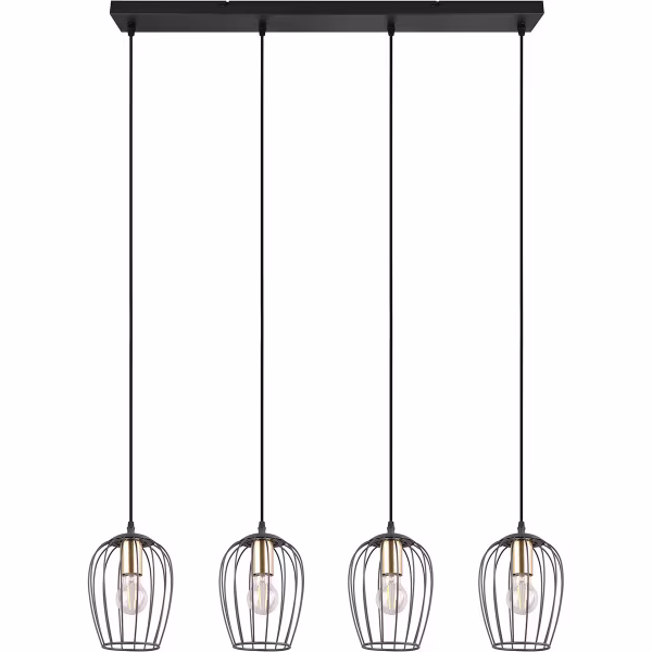 HLW LED Moderne Mat Zwarte Metalen LED Hanglamp - 4-lichts E27 LED Lamp HLW LED Moderne Mat Zwarte Metalen LED Hanglamp - 4-lichts E27 LED Lamp