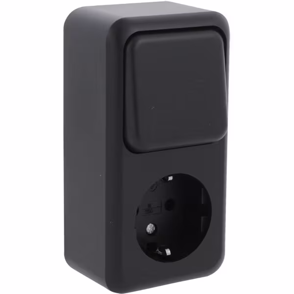 Q-LINK Q-LINK wandcontactdoos mat zwart met wisselschakelaar Q-LINK Q-LINK wandcontactdoos mat zwart met wisselschakelaar