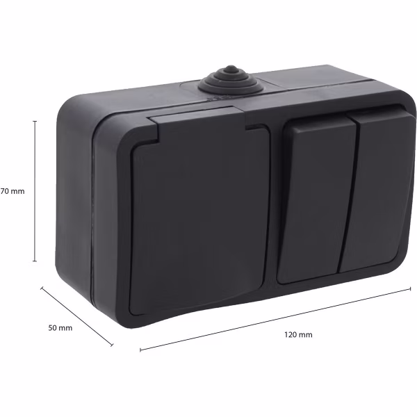 Q-LINK Q-LINK mat zwarte buitenwandcontactdoos IP54 met LED Q-LINK Q-LINK mat zwarte buitenwandcontactdoos IP54 met LED