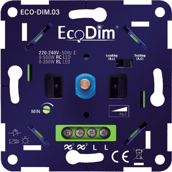 EcoDim EcoDim LED Dimmer 0–500W | Stille inbouwdimmer EcoDim EcoDim LED Dimmer 0–500W | Stille inbouwdimmer