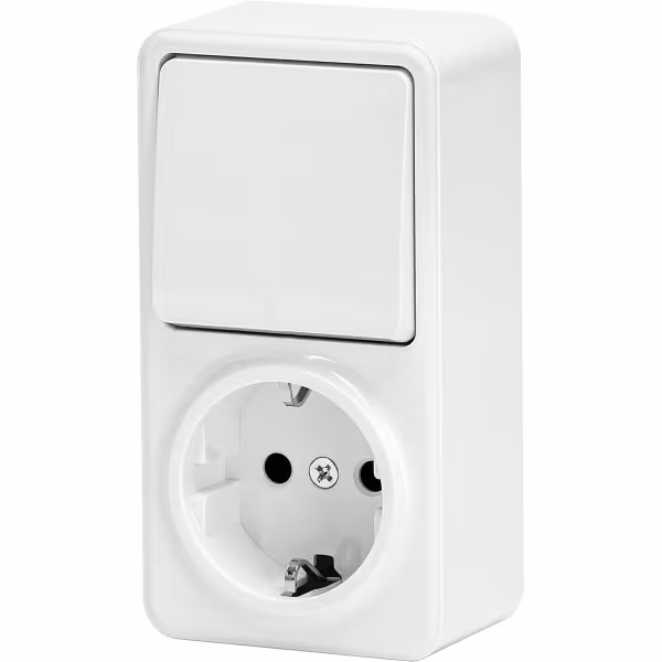 HLW LED Aigi Winy surface-mounted wall socket white + changeover earth connection HLW LED Aigi Winy surface-mounted wall socket white + changeover earth connection