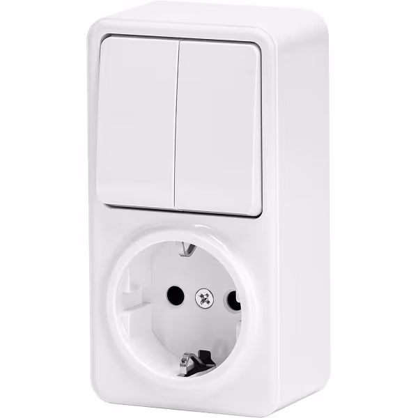 HLW LED Aigi Winy surface-mounted double wall socket + power outlet HLW LED Aigi Winy surface-mounted double wall socket + power outlet