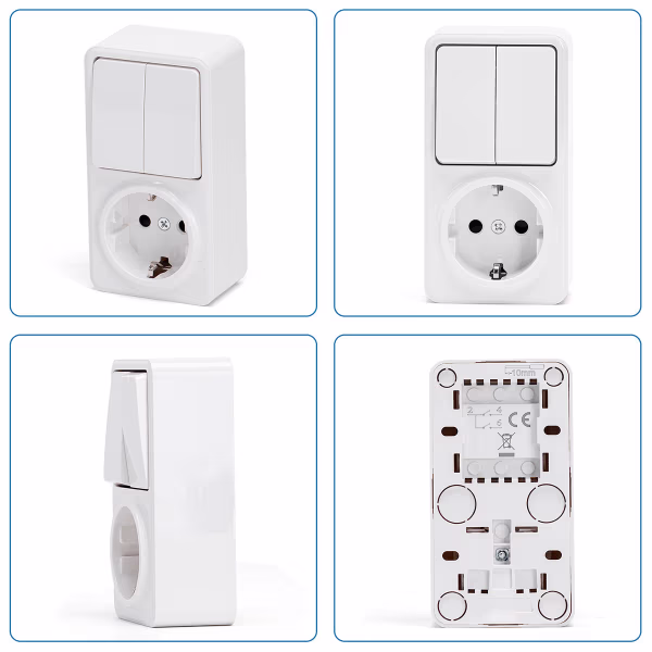 HLW LED Aigi Winy surface-mounted double wall socket + power outlet HLW LED Aigi Winy surface-mounted double wall socket + power outlet