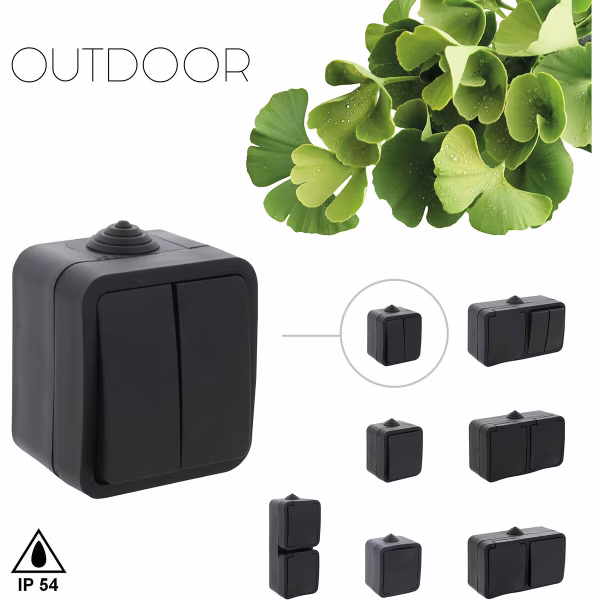 Q-LINK Q-LINK Double Series Switch 2-button Matte Black IP54 Q-LINK Q-LINK Double Series Switch 2-button Matte Black IP54