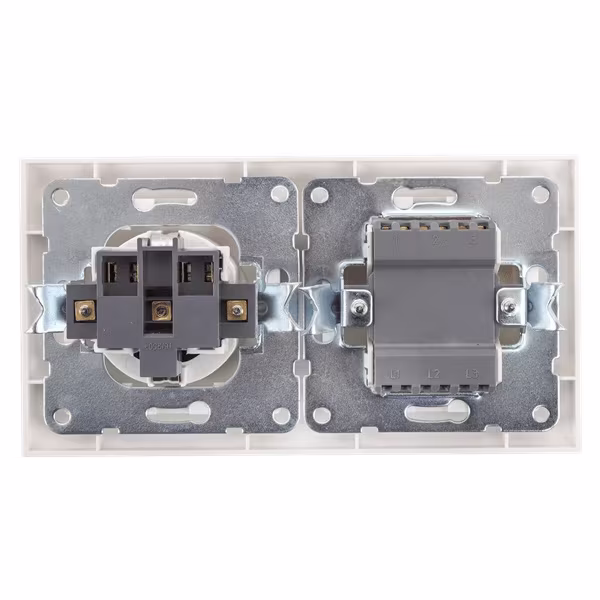 HLW LED Aigi Cika flush-mounted 2-button two-way switch with earthed socket HLW LED Aigi Cika flush-mounted 2-button two-way switch with earthed socket