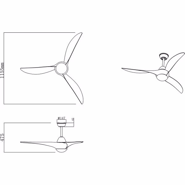 HLW LED Trion Alasin Dimmable LED Ceiling Fan Matt Titanium 115 cm HLW LED Trion Alasin Dimmable LED Ceiling Fan Matt Titanium 115 cm