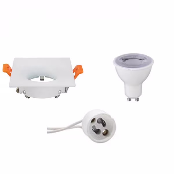 HLW LED 6W Dimbare LED Spot Set - Vierkante Mat Witte Inbouwspot met GU10 Fitting HLW LED 6W Dimbare LED Spot Set - Vierkante Mat Witte Inbouwspot met GU10 Fitting