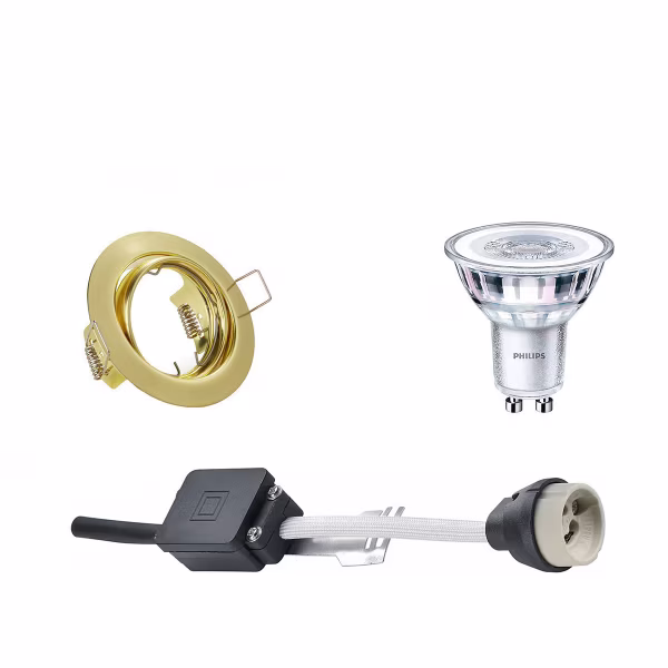 HLW LED LED Spotlight Set 4W - Tiltable Round Recessed Spotlight Matte Gold, Dimmable, Natural White 4000K - Philips CorePro HLW LED LED Spotlight Set 4W - Tiltable Round Recessed Spotlight Matte Gold, Dimmable, Natural White 4000K - Philips CorePro