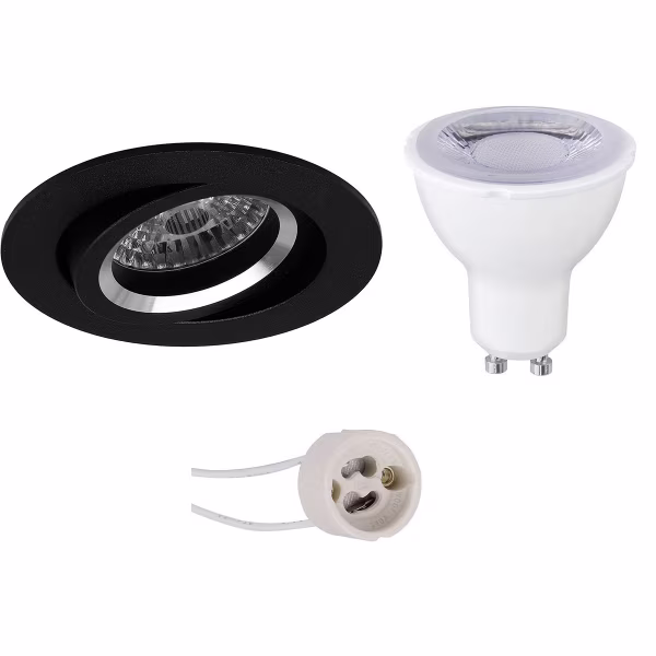 HLW LED LED Spot Set 6W - Tiltable Matte Black Round Recessed Spotlight - Dimmable - Natural White HLW LED LED Spot Set 6W - Tiltable Matte Black Round Recessed Spotlight - Dimmable - Natural White