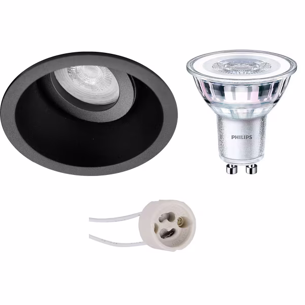 HLW LED LED Spotlight Set - Tiltable Round Recessed Spotlight Matte Black - 5W LED Warm White HLW LED LED Spotlight Set - Tiltable Round Recessed Spotlight Matte Black - 5W LED Warm White