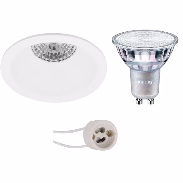 HLW LED Dimmable 7W LED Spotlight - Round Matt White Recessed Spotlight with GU10 Fitting HLW LED Dimmable 7W LED Spotlight - Round Matt White Recessed Spotlight with GU10 Fitting