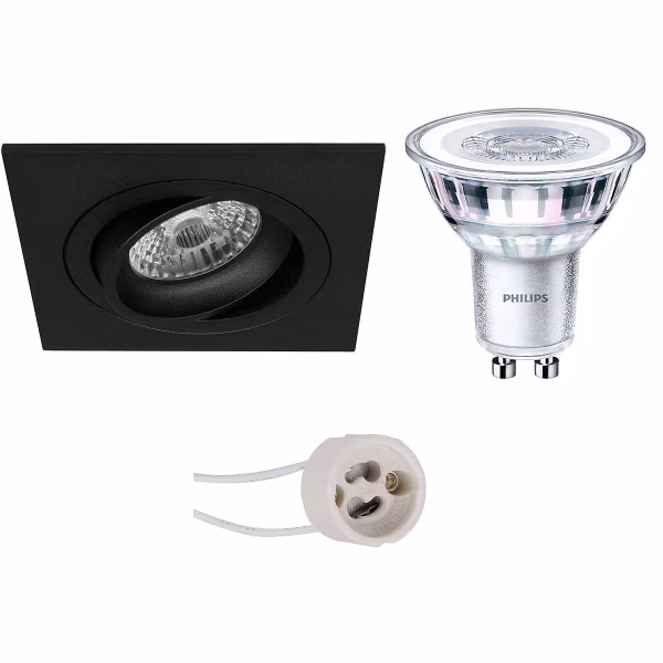 HLW LED LED Spot Set - Kantelbare Vierkante Inbouwspot 6W LED - Zwarte & Witte Spot HLW LED LED Spot Set - Kantelbare Vierkante Inbouwspot 6W LED - Zwarte & Witte Spot