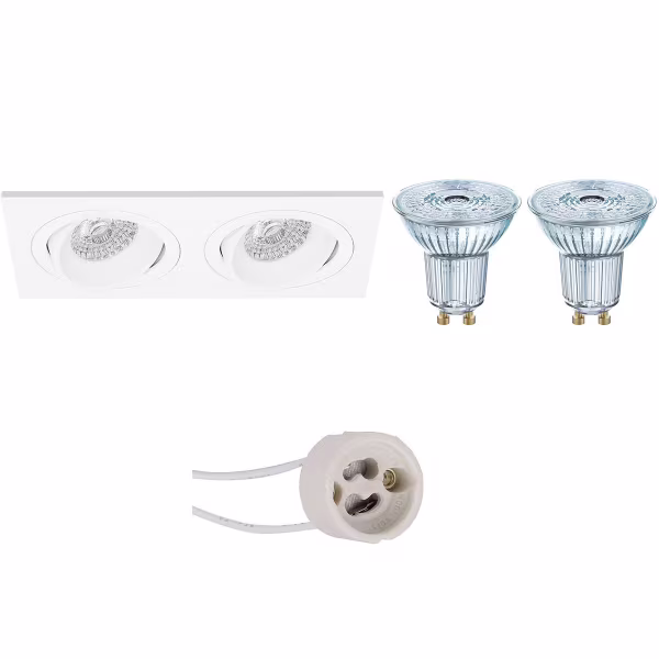 HLW LED Dimmable LED Spotlight Set 4W - Tiltable Recessed Spotlight with GU10 Fitting, White Spotlight HLW LED Dimmable LED Spotlight Set 4W - Tiltable Recessed Spotlight with GU10 Fitting, White Spotlight