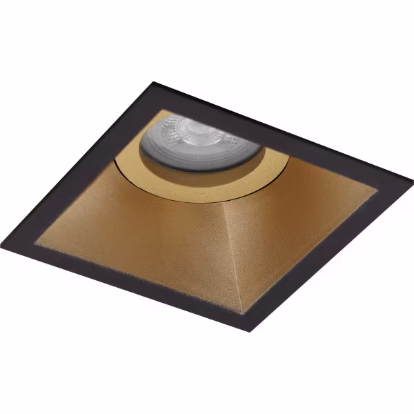 HLW LED Pragmi Zano Pro 6W LED Spotlight - Tiltable Square Recessed Spotlight Matte Black/Gold Warm White 3000K HLW LED Pragmi Zano Pro 6W LED Spotlight - Tiltable Square Recessed Spotlight Matte Black/Gold Warm White 3000K
