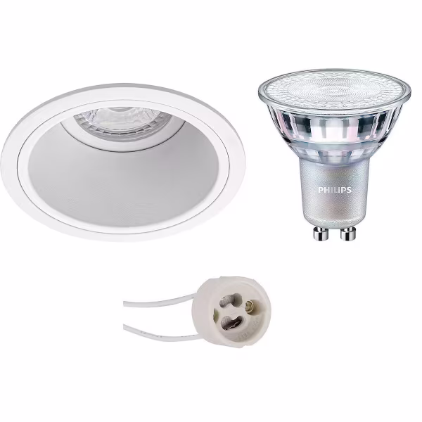 HLW LED Dimmable 9W LED Spot Set - Round White Recessed Spot with GU10 Fitting HLW LED Dimmable 9W LED Spot Set - Round White Recessed Spot with GU10 Fitting