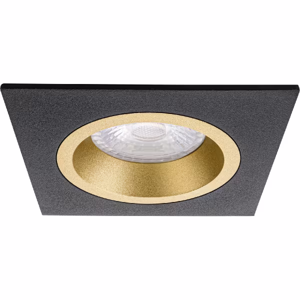 HLW LED LED Spot Set - Mat Zwart/Goud Vierkante Dimbare Inbouwspot met 3W LED HLW LED LED Spot Set - Mat Zwart/Goud Vierkante Dimbare Inbouwspot met 3W LED