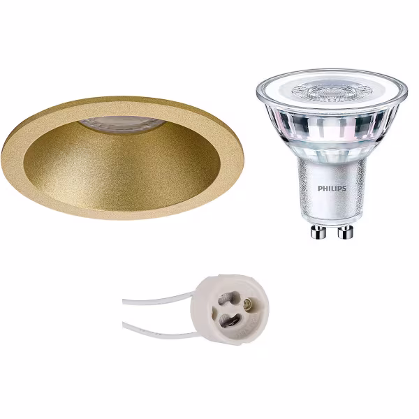 HLW LED LED Spot Set 4W - Dimmable Round Recessed Spot Light Matte Gold with GU10 Fitting HLW LED LED Spot Set 4W - Dimmable Round Recessed Spot Light Matte Gold with GU10 Fitting