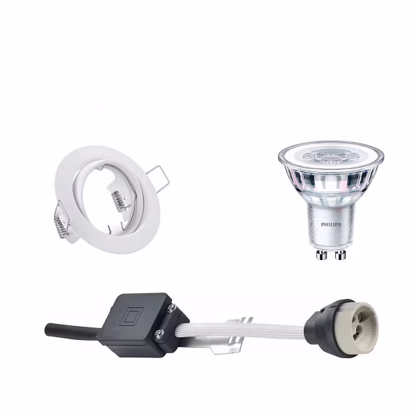 HLW LED 5W LED Spotlight Set - Tiltable Round Recessed Spotlight GU10 - Matte White LED Lamp HLW LED 5W LED Spotlight Set - Tiltable Round Recessed Spotlight GU10 - Matte White LED Lamp