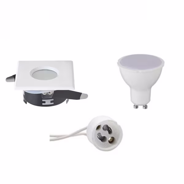 HLW LED LED Spot Set 8W - Vierkante Inbouwspot IP65, GU10 Fitting, Warm Wit 3000K HLW LED LED Spot Set 8W - Vierkante Inbouwspot IP65, GU10 Fitting, Warm Wit 3000K