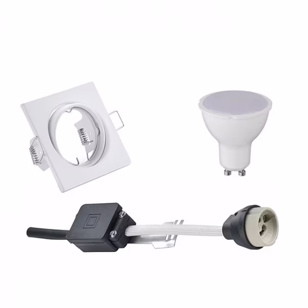 HLW LED LED Spot Set 6W - Tiltable Recessed Spotlight Square Matt White - Bright 6400K HLW LED LED Spot Set 6W - Tiltable Recessed Spotlight Square Matt White - Bright 6400K