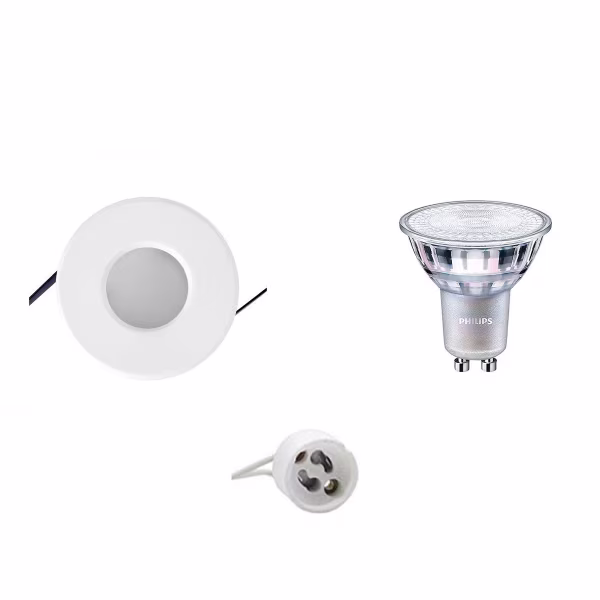 HLW LED LED Spot Set - Round Dimmable Recessed Spotlight IP65 - Matte White 3.7W Warm White HLW LED LED Spot Set - Round Dimmable Recessed Spotlight IP65 - Matte White 3.7W Warm White