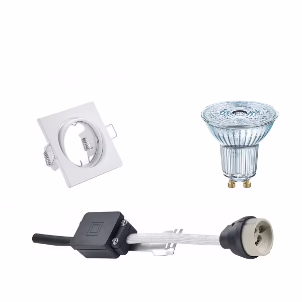 HLW LED LED Spot Set 4W - Dimbare Inbouwspot Kantelbare Vierkante Witte Spot HLW LED LED Spot Set 4W - Dimbare Inbouwspot Kantelbare Vierkante Witte Spot