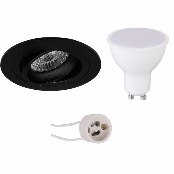 HLW LED LED Spotlight Set 6W - Tiltable Round Recessed Spotlight Matte Black/White GU10 HLW LED LED Spotlight Set 6W - Tiltable Round Recessed Spotlight Matte Black/White GU10