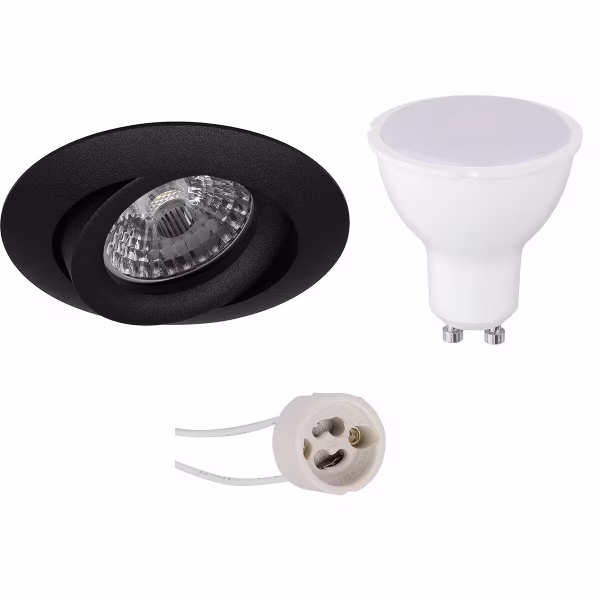 HLW LED LED Spot Set 6W - Tiltable Round Recessed Spotlight Matte Black - Bright 6400K HLW LED LED Spot Set 6W - Tiltable Round Recessed Spotlight Matte Black - Bright 6400K