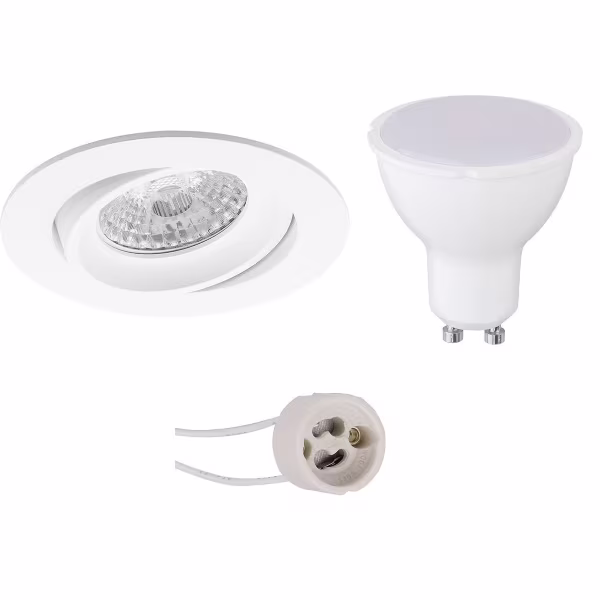 HLW LED LED Spotlight Set 4W - Tiltable Round White Recessed Spotlight GU10 Warm White 3000K HLW LED LED Spotlight Set 4W - Tiltable Round White Recessed Spotlight GU10 Warm White 3000K