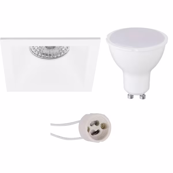 HLW LED LED Spot Set 6W - Vierkante Mat Witte Inbouwspot met GU10 Fitting HLW LED LED Spot Set 6W - Vierkante Mat Witte Inbouwspot met GU10 Fitting