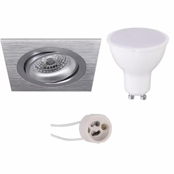 HLW LED LED Spot Set 4W - Kantelbare Vierkante Witte Inbouwspot met GU10 Fitting HLW LED LED Spot Set 4W - Kantelbare Vierkante Witte Inbouwspot met GU10 Fitting