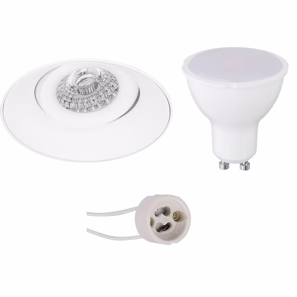 HLW LED LED Spot Set 6W - Kantelbare Ronde Witte Inbouwspot met GU10 Fitting HLW LED LED Spot Set 6W - Kantelbare Ronde Witte Inbouwspot met GU10 Fitting