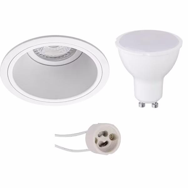 HLW LED LED Spotlight Set 4W - Pragmi Minko Pro Round Recessed Spotlight Matte White GU10 Bright Cool White HLW LED LED Spotlight Set 4W - Pragmi Minko Pro Round Recessed Spotlight Matte White GU10 Bright Cool White