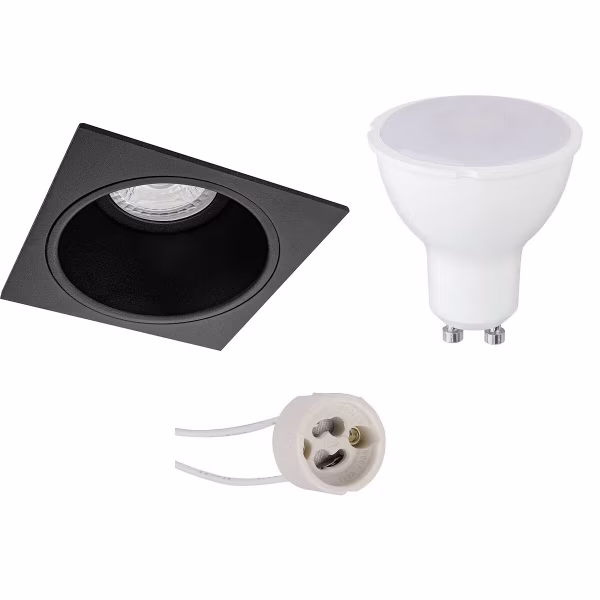 HLW LED LED Spot Set 6W - Square Recessed Spot Matte Black & White - GU10 Recessed Spot HLW LED LED Spot Set 6W - Square Recessed Spot Matte Black & White - GU10 Recessed Spot