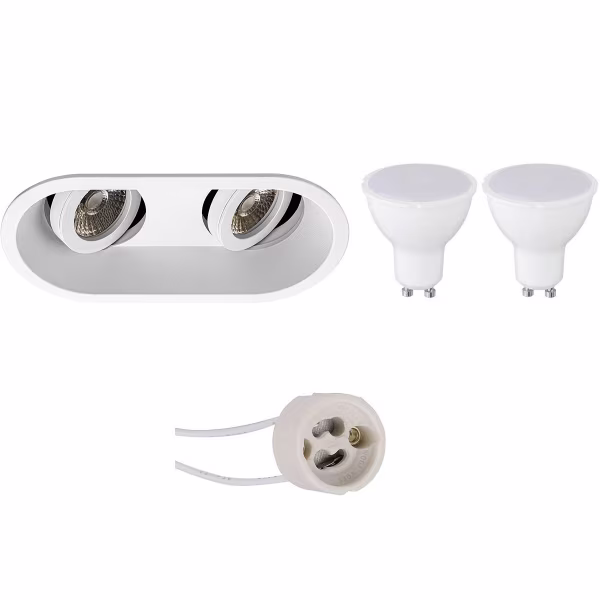 HLW LED LED Spot Set 6W - Tiltable Recessed Spotlight Matte White Warm White 3000K GU10 LED Lamp HLW LED LED Spot Set 6W - Tiltable Recessed Spotlight Matte White Warm White 3000K GU10 LED Lamp