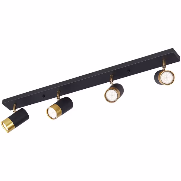 HLW LED LED Plafondspot - Brinton Tronta - GU10 Fitting - 4-lichts - Kantelbaar - Rond/Rechthoek - Zwart/Goud HLW LED LED Plafondspot - Brinton Tronta - GU10 Fitting - 4-lichts - Kantelbaar - Rond/Rechthoek - Zwart/Goud