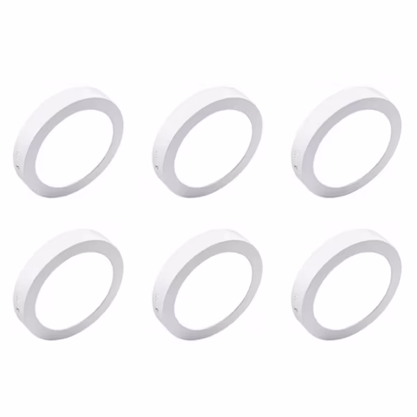 HLW LED LED Downlight 6 Pack - Surface Mounted - 12W - Bright/Cool White 6000K - Round - Matte White - Aluminum - Ø170mm HLW LED LED Downlight 6 Pack - Surface Mounted - 12W - Bright/Cool White 6000K - Round - Matte White - Aluminum - Ø170mm