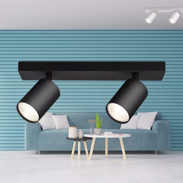 HLW LED LED Plafondspot - Brinton Betin - GU10 Fitting - 2-lichts - Rond - Mat Zwart - Kantelbaar - Aluminium - Philips - CorePro 827 36D - 7W - Warm Wit 2700K HLW LED LED Plafondspot - Brinton Betin - GU10 Fitting - 2-lichts - Rond - Mat Zwart - Kantelbaar - Aluminium - Philips - CorePro 827 36D - 7W - Warm Wit 2700K