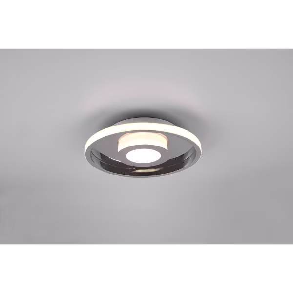 HLW LED LED Ceiling Light - Bathroom Light - Trion Asmaya - Surface Mounted Round 28W - Splashproof IP44 - Dimmable - Warm White 3000K - Matte Chrome - Aluminum HLW LED LED Ceiling Light - Bathroom Light - Trion Asmaya - Surface Mounted Round 28W - Splashproof IP44 - Dimmable - Warm White 3000K - Matte Chrome - Aluminum