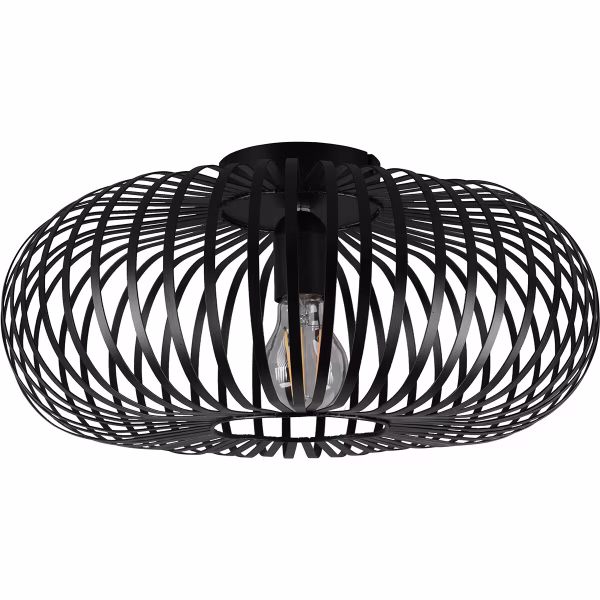 HLW LED LED Plafondlamp - Plafondverlichting - Trion Johy - E27 Fitting - Rond - Industrieel - Mat Zwart - Aluminium - 40cm HLW LED LED Plafondlamp - Plafondverlichting - Trion Johy - E27 Fitting - Rond - Industrieel - Mat Zwart - Aluminium - 40cm