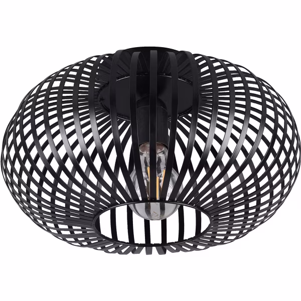 HLW LED LED Plafondlamp - Plafondverlichting - Trion Johy - E27 Fitting - Rond - Industrieel - Mat Zwart - Aluminium - 30cm HLW LED LED Plafondlamp - Plafondverlichting - Trion Johy - E27 Fitting - Rond - Industrieel - Mat Zwart - Aluminium - 30cm