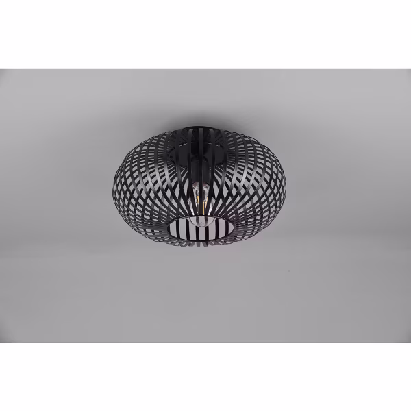 HLW LED LED Plafondlamp - Plafondverlichting - Trion Johy - E27 Fitting - Rond - Industrieel - Mat Zwart - Aluminium - 30cm HLW LED LED Plafondlamp - Plafondverlichting - Trion Johy - E27 Fitting - Rond - Industrieel - Mat Zwart - Aluminium - 30cm